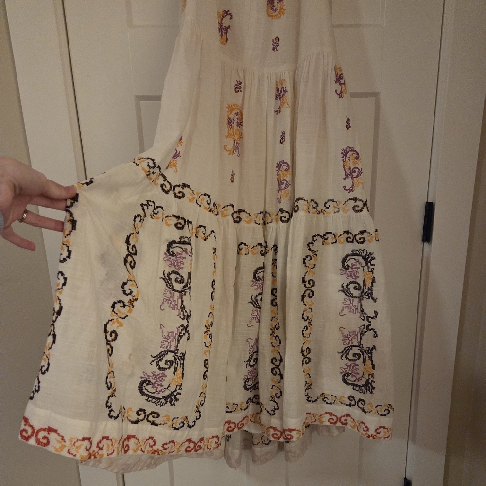 NWT Anthropologie Embroidered Halter Maxi Dress Size 12 In Ivory - Picture 10 of 14